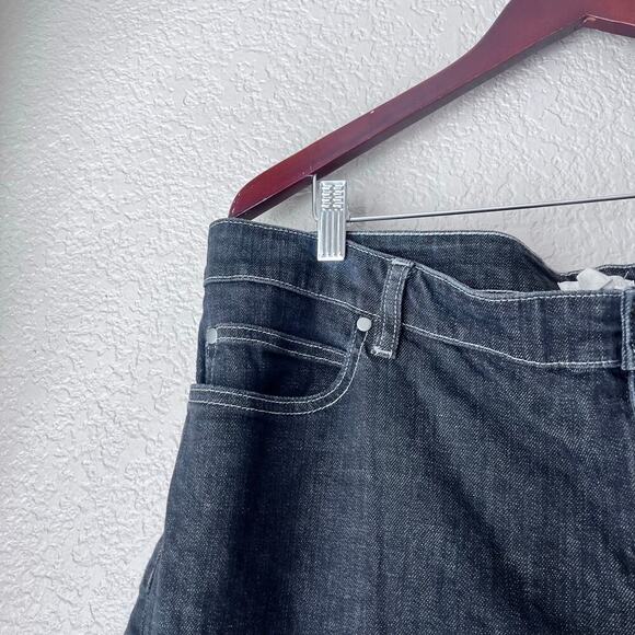 Eileen Fisher Dark Wash Denim Straight Leg Jeans Blue High Waist Organic Cotton - Picture 3 of 7